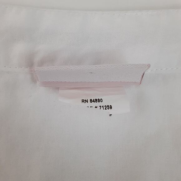 Vintage Y2K Eyelet Lace Tunic Top White Broderie Anglaise Roll Tab Resort - Picture 10 of 13